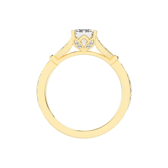Crystenva Criss-Cross Emerald Cut Side Stone Lab Diamond Ring