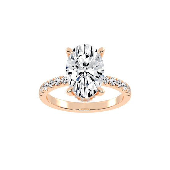 Diamestra Oval Cut Side Stone Lab Diamond Ring