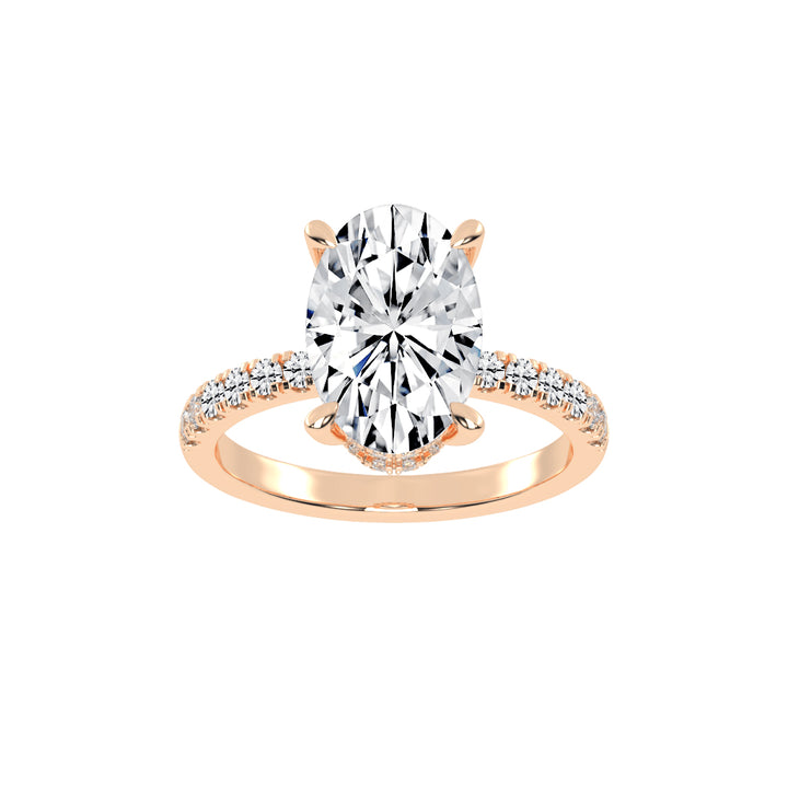 Diamestra Oval Cut Side Stone Lab Diamond Ring