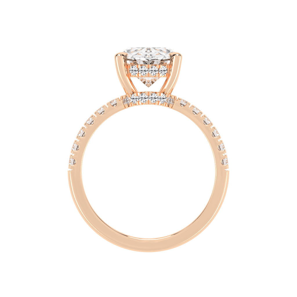 Diamestra Oval Cut Side Stone Lab Diamond Ring