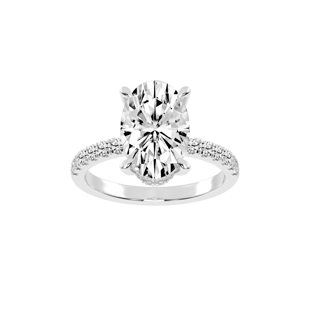 Diamestra Oval Cut Side Stone Lab Diamond Ring