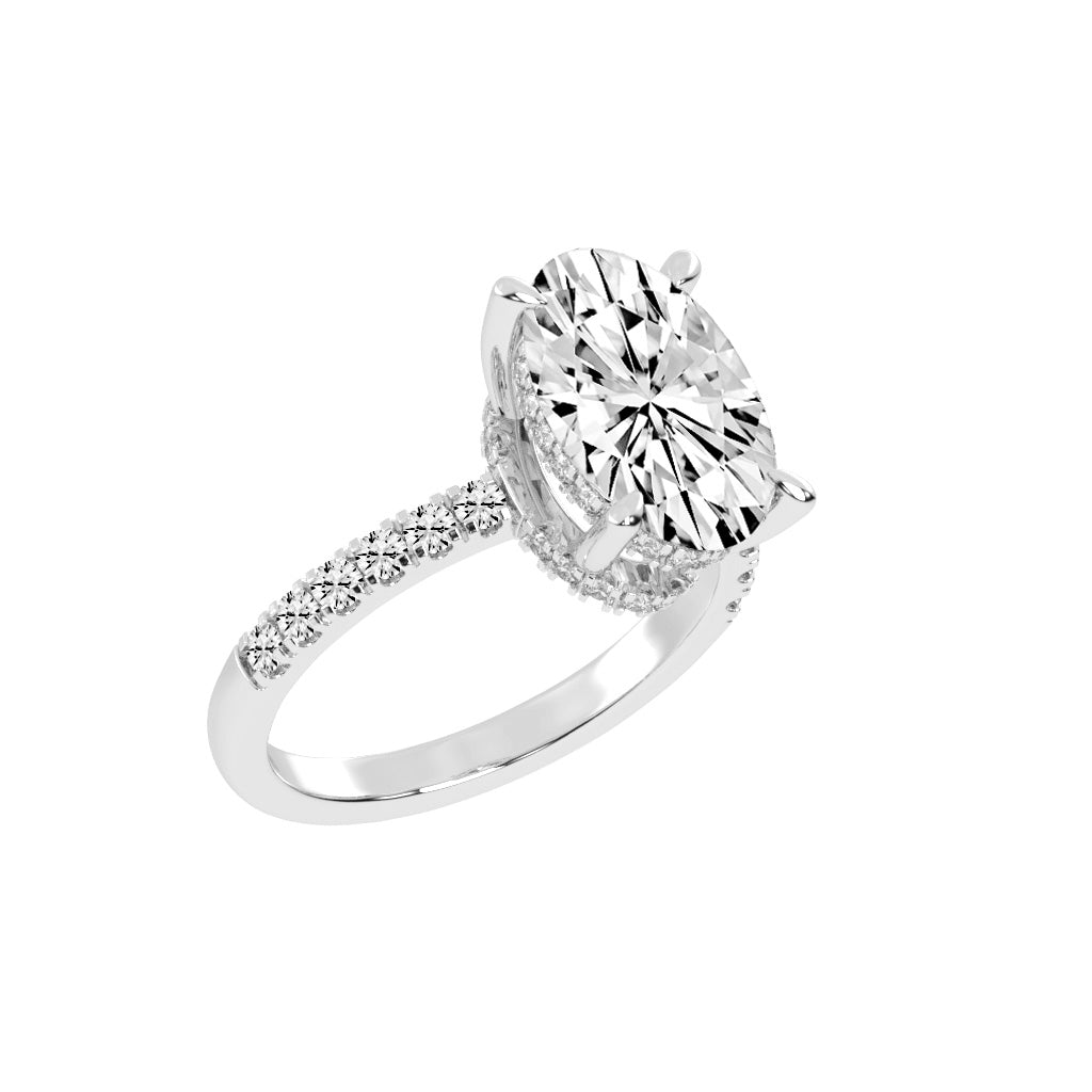Diamestra Oval Cut Side Stone Lab Diamond Ring