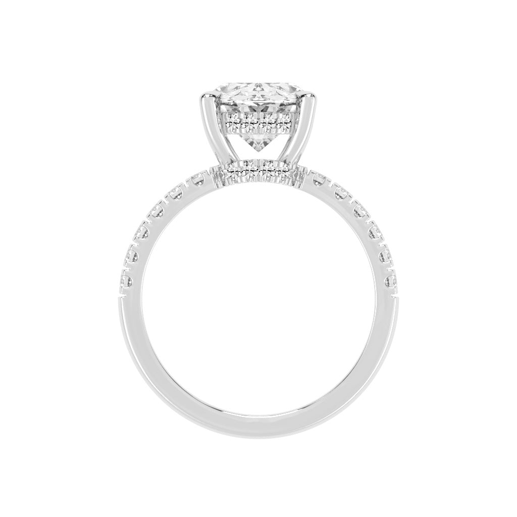 Diamestra Oval Cut Side Stone Lab Diamond Ring