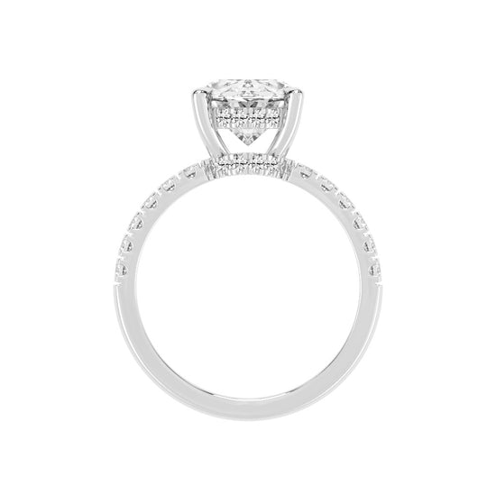 Diamestra Oval Cut Side Stone Lab Diamond Ring