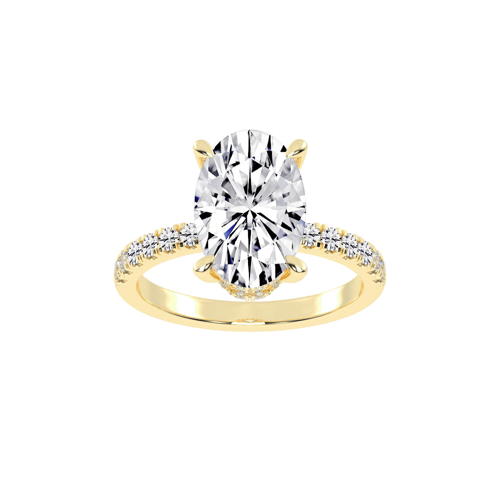 Diamestra Oval Cut Side Stone Lab Diamond Ring