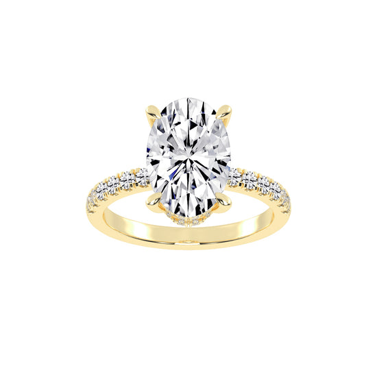 Diamestra Oval Cut Side Stone Lab Diamond Ring