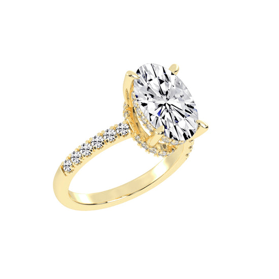 Diamestra Oval Cut Side Stone Lab Diamond Ring