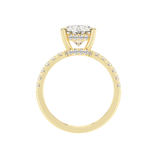 Diamestra Oval Cut Side Stone Lab Diamond Ring