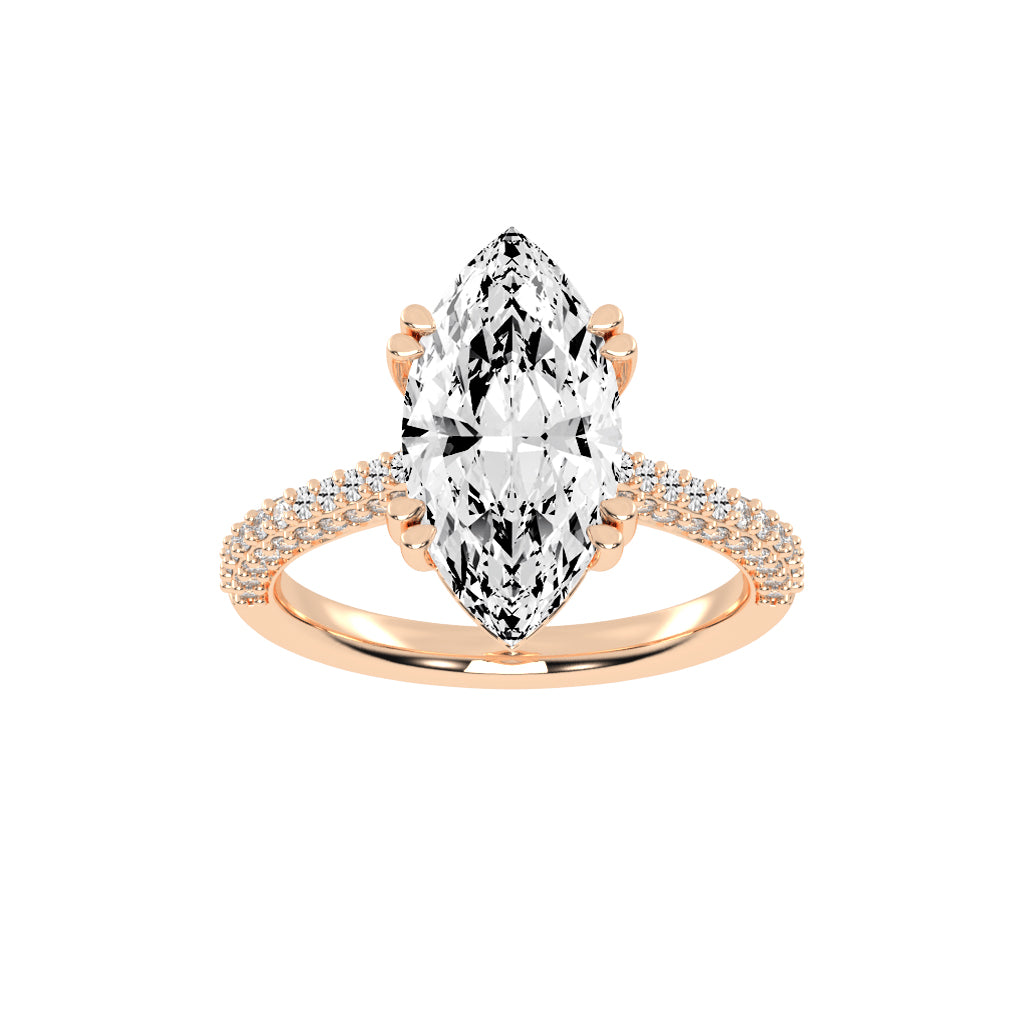 Solvierra Marquise Cut Side Stone Lab Diamond Ring