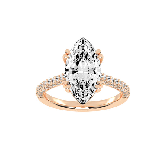 Solvierra Marquise Cut Side Stone Lab Diamond Ring