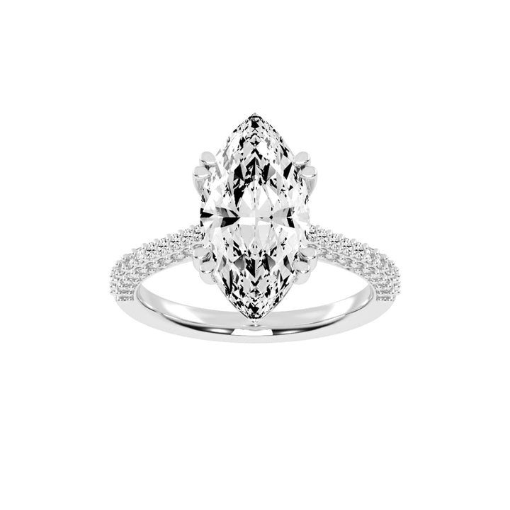 Solvierra Marquise Cut Side Stone Lab Diamond Ring