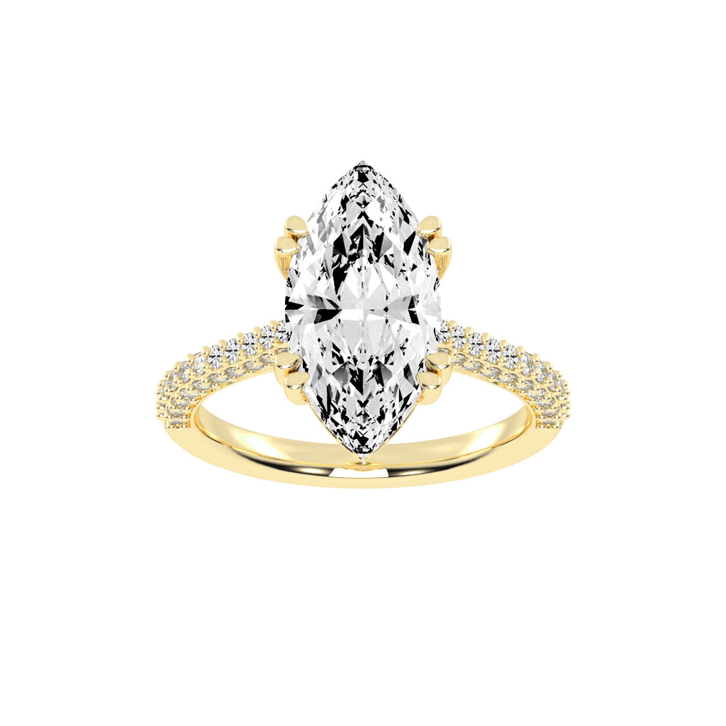 Solvierra Marquise Cut Side Stone Lab Diamond Ring