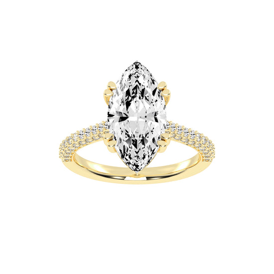 Solvierra Marquise Cut Side Stone Lab Diamond Ring