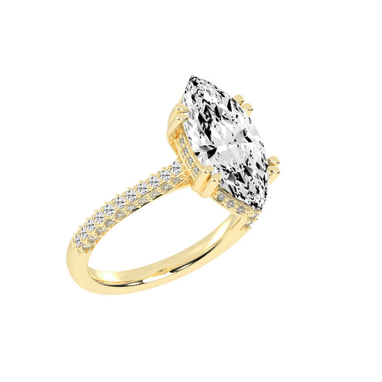 Solvierra Marquise Cut Side Stone Lab Diamond Ring
