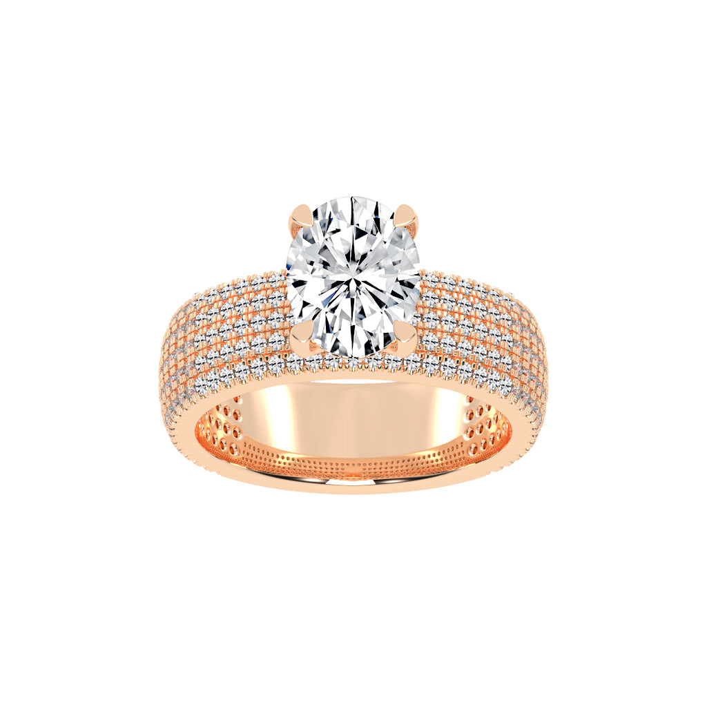 Zilarra Pave Setting Oval Cut Classic Lab Diamond Ring