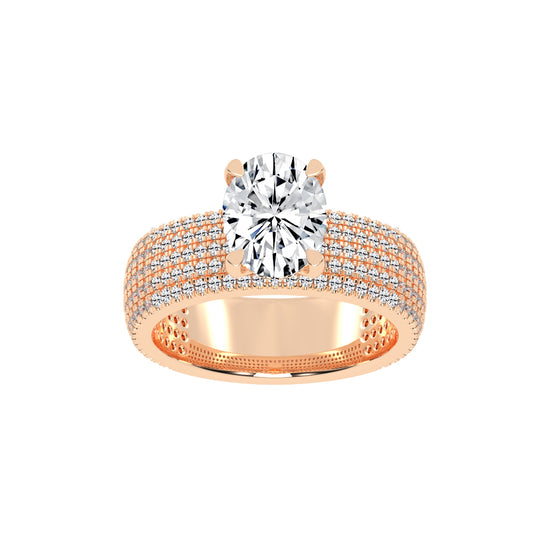 Zilarra Pave Setting Oval Cut Classic Lab Diamond Ring