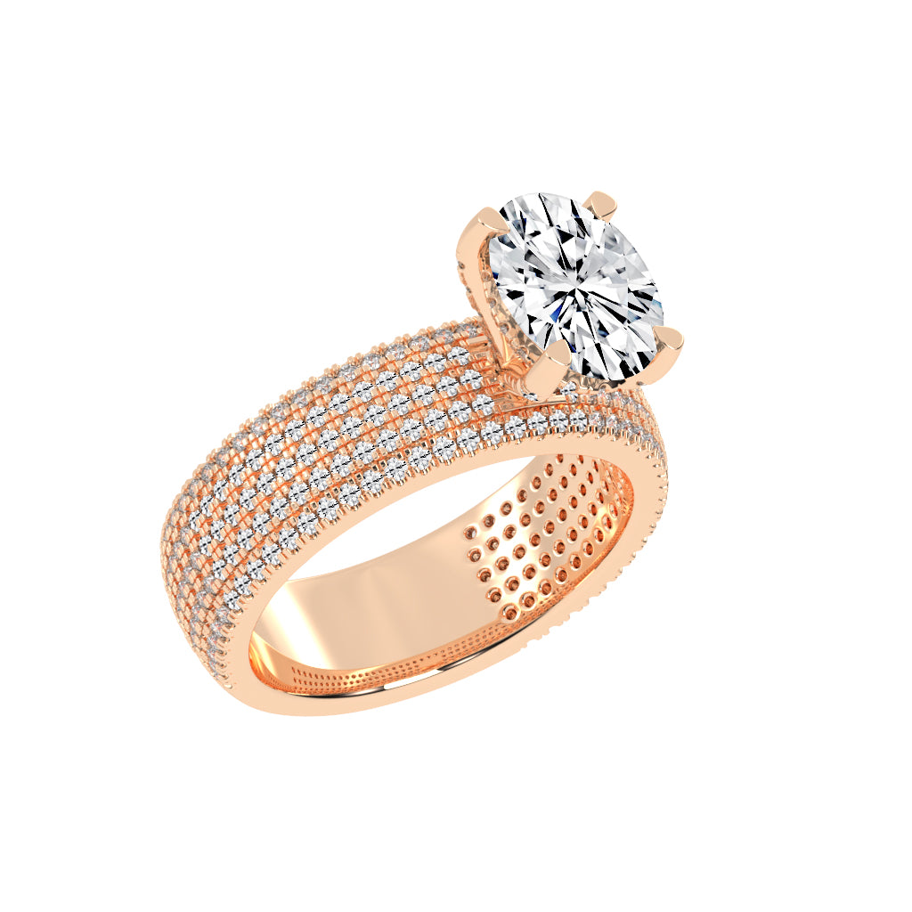 Zilarra Pave Setting Oval Cut Classic Lab Diamond Ring