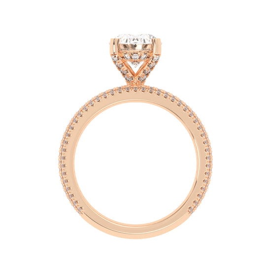 Zilarra Pave Setting Oval Cut Classic Lab Diamond Ring