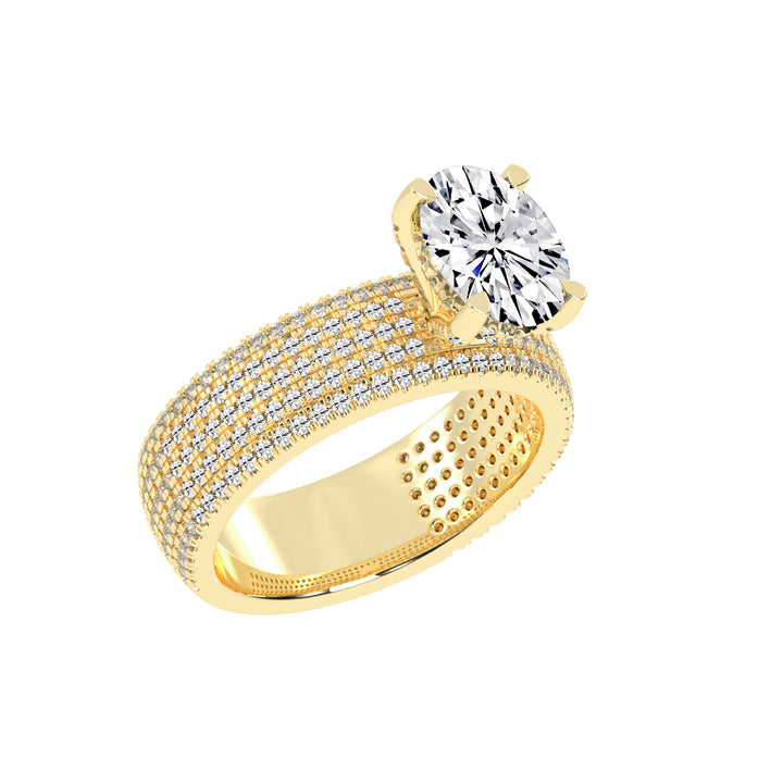 Zilarra Pave Setting Oval Cut Classic Lab Diamond Ring
