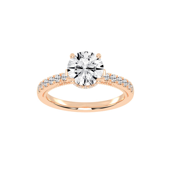 Univia Round Cut Engagement Lab Diamond Ring
