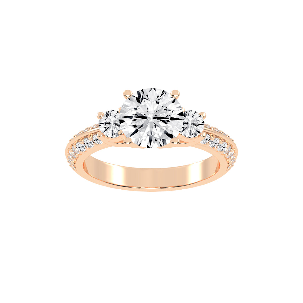 Siderra Round Cut Side Stone Lab Diamond Ring