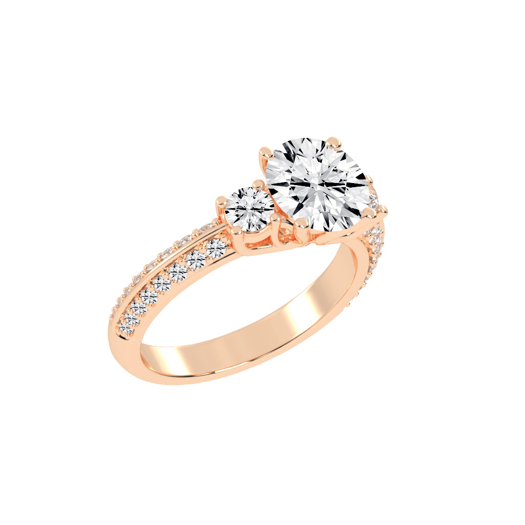 Siderra Round Cut Side Stone Lab Diamond Ring
