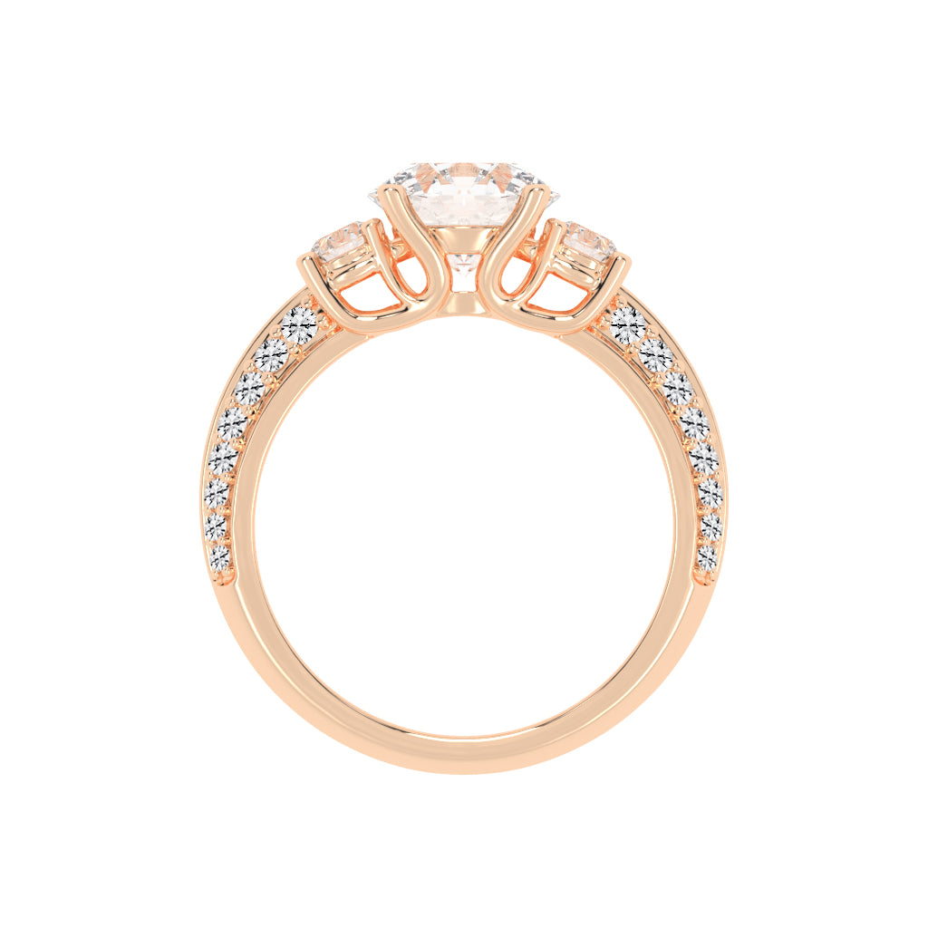 Siderra Round Cut Side Stone Lab Diamond Ring