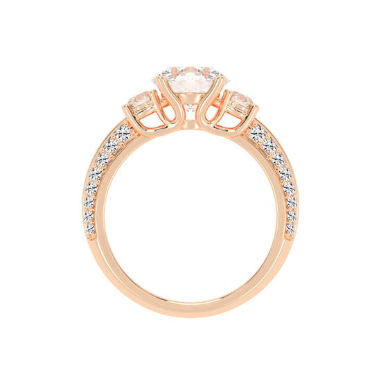 Siderra Round Cut Side Stone Lab Diamond Ring