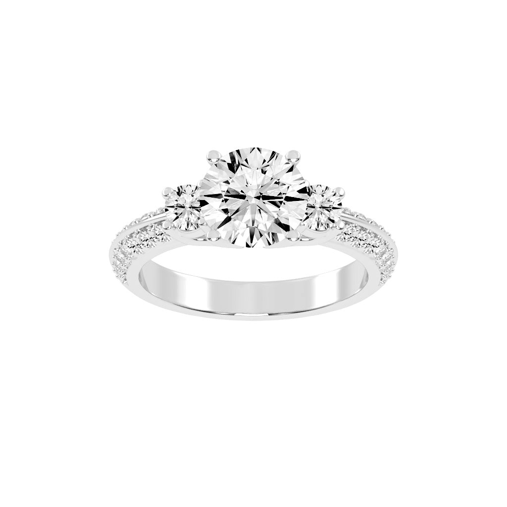 Siderra Round Cut Side Stone Lab Diamond Ring
