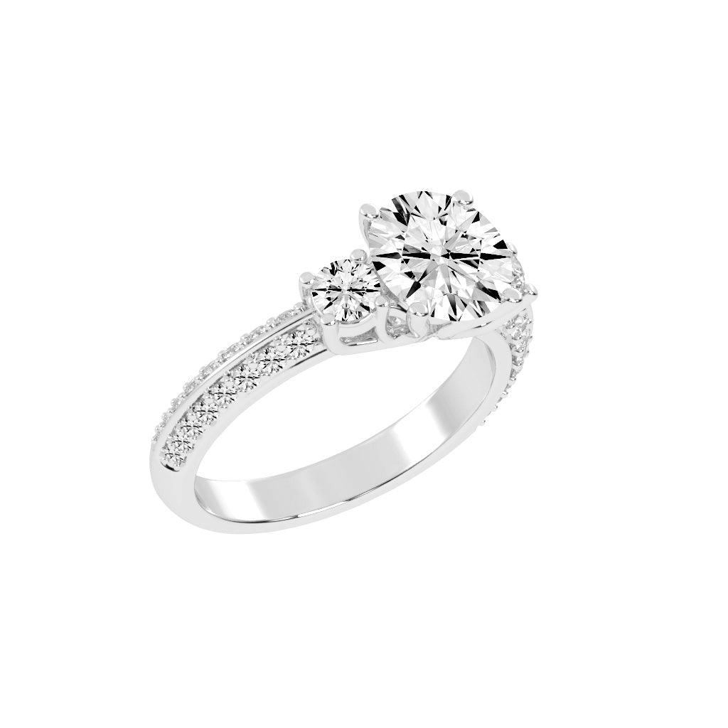 Siderra Round Cut Side Stone Lab Diamond Ring