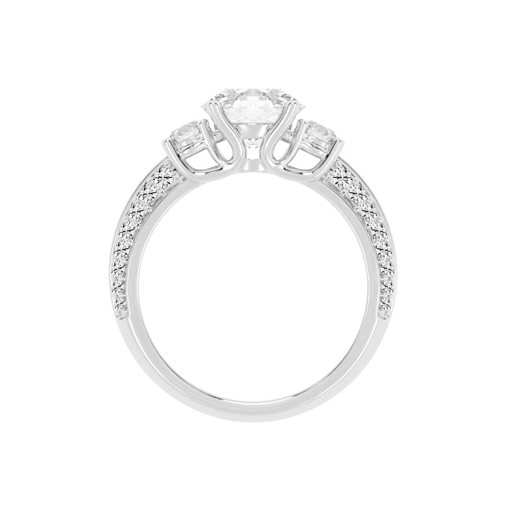 Siderra Round Cut Side Stone Lab Diamond Ring