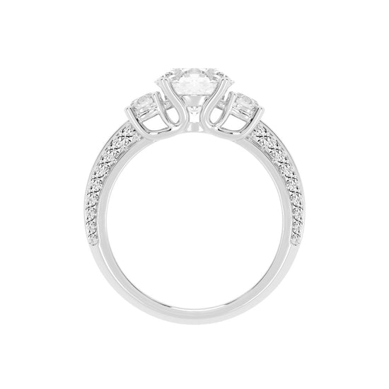 Siderra Round Cut Side Stone Lab Diamond Ring