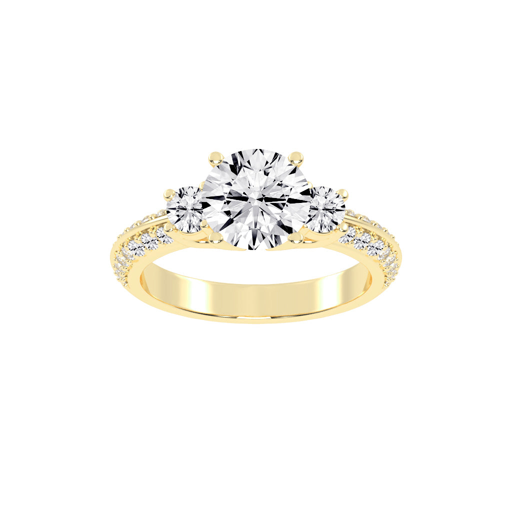 Siderra Round Cut Side Stone Lab Diamond Ring