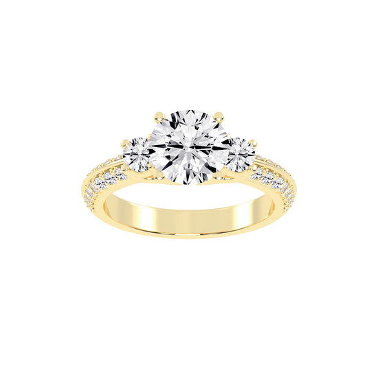 Siderra Round Cut Side Stone Lab Diamond Ring