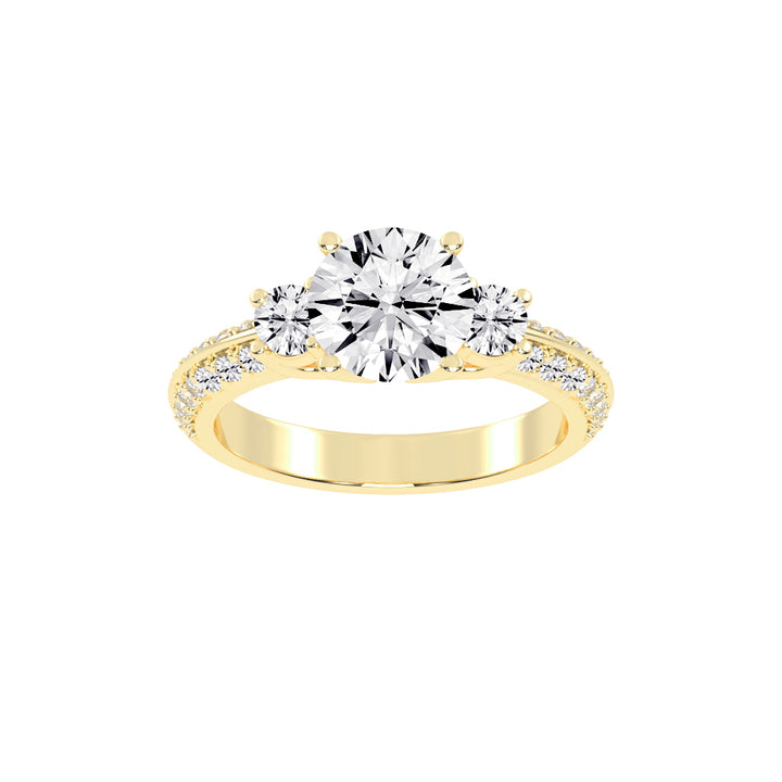 Siderra Round Cut Side Stone Lab Diamond Ring