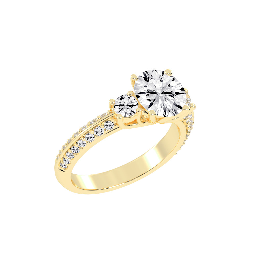 Siderra Round Cut Side Stone Lab Diamond Ring