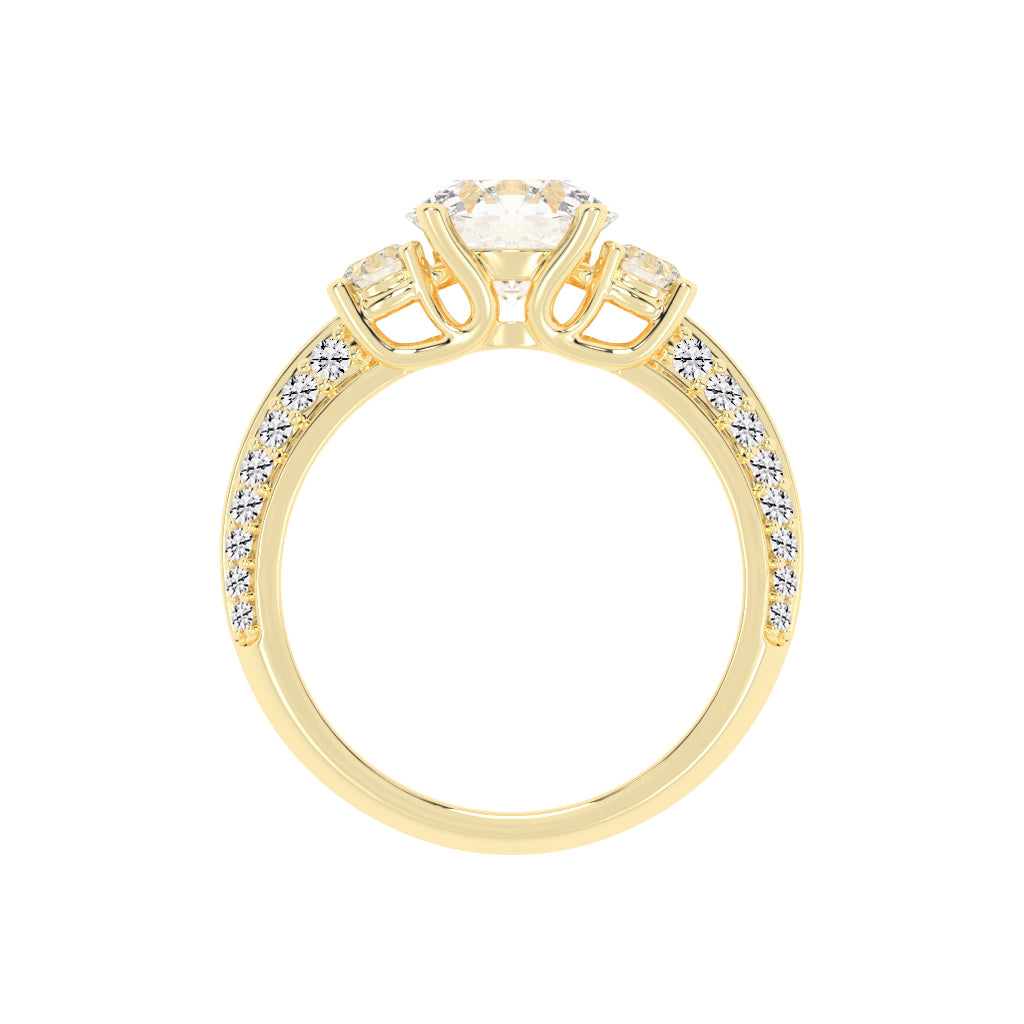 Siderra Round Cut Side Stone Lab Diamond Ring