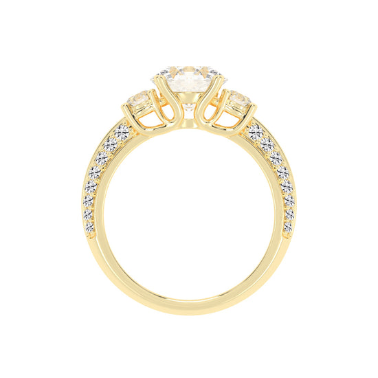Siderra Round Cut Side Stone Lab Diamond Ring