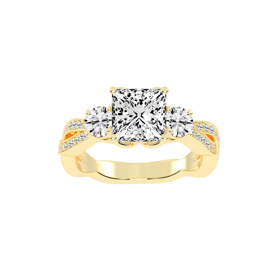 Sideastra Infinity Princess Cut Side Stone Lab Diamond Ring