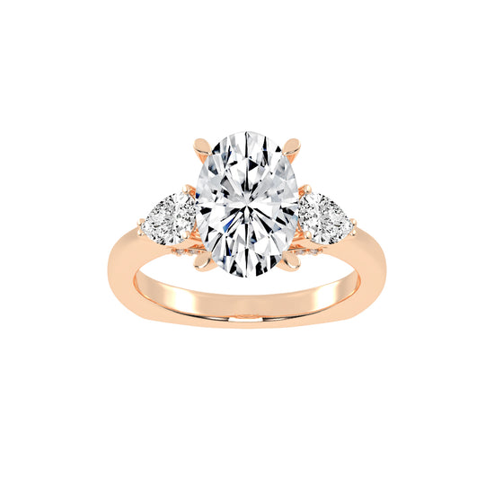Trevelia Oval Cut Three Stone Lab Diamond Ring