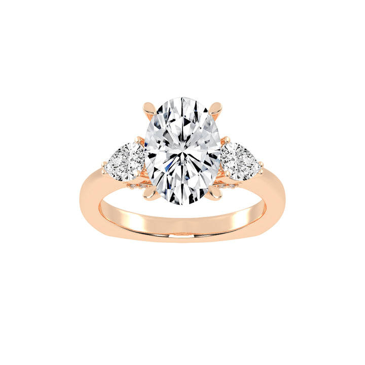 Trevelia Oval Cut Three Stone Lab Diamond Ring