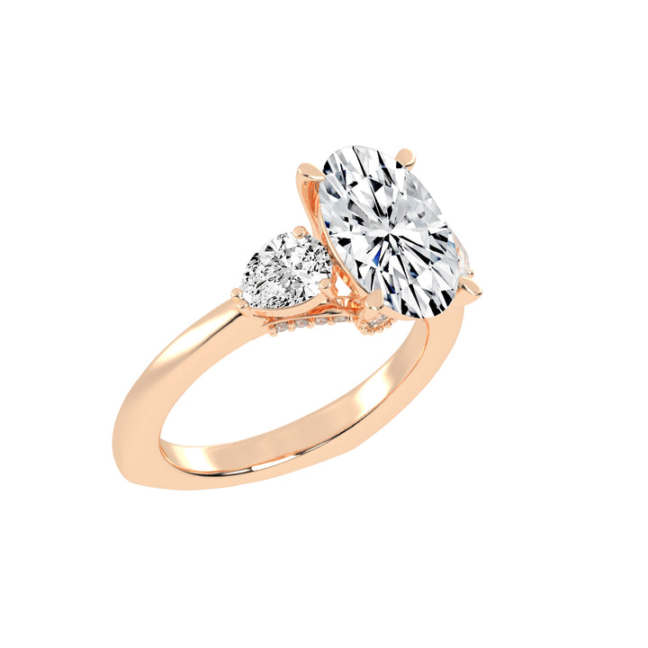 Trevelia Oval Cut Three Stone Lab Diamond Ring