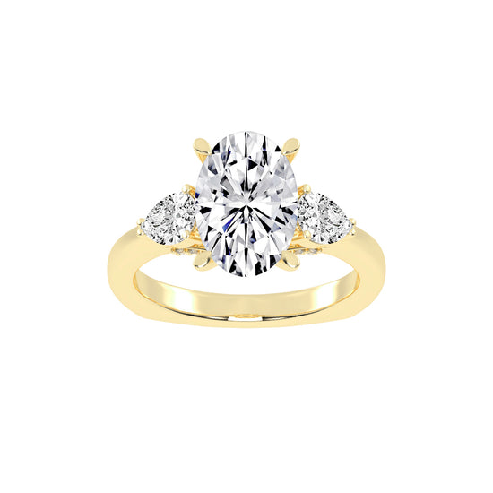Trevelia Oval Cut Three Stone Lab Diamond Ring