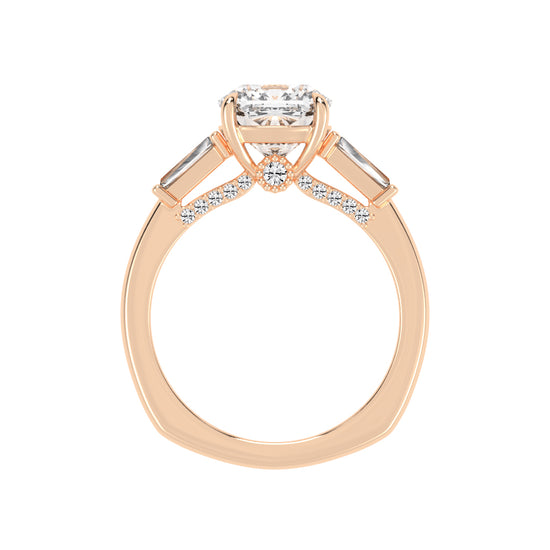 Diametrix Tapred Baguettes Cushion Cut Lab Diamond Ring