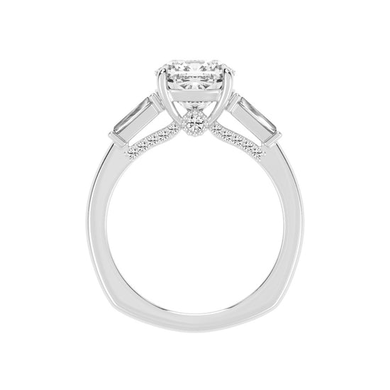 Diametrix Tapred Baguettes Cushion Cut Lab Diamond Ring