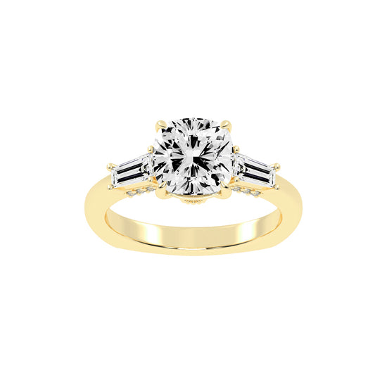 Diametrix Tapred Baguettes Cushion Cut Lab Diamond Ring