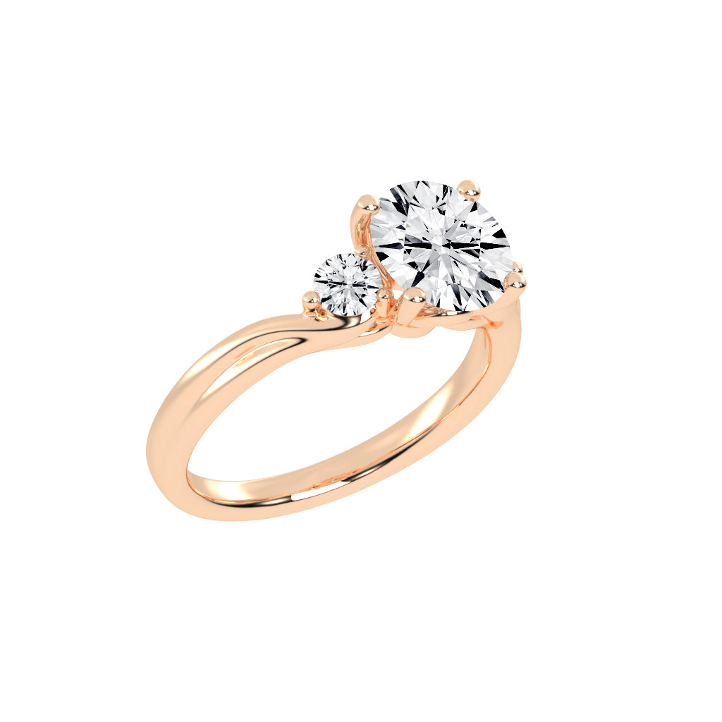 Treviana Four Prong Round Cut Three Stone Lab Diamond Ring