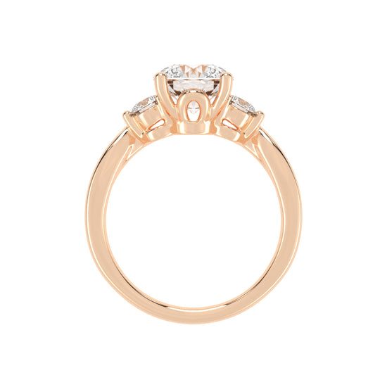 Treviana Four Prong Round Cut Three Stone Lab Diamond Ring