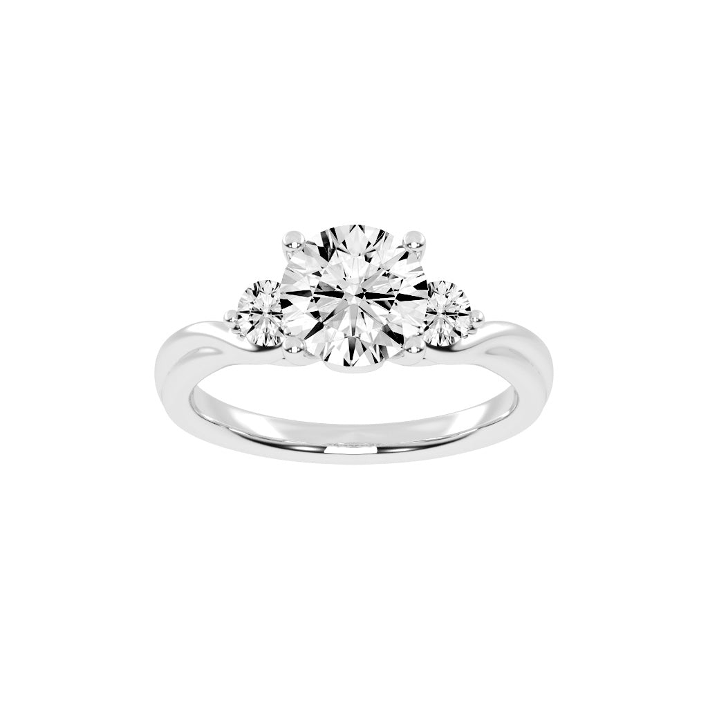 Treviana Four Prong Round Cut Three Stone Lab Diamond Ring