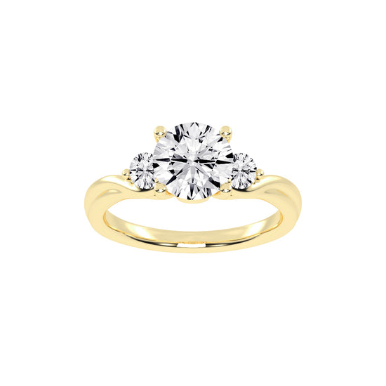 Treviana Four Prong Round Cut Three Stone Lab Diamond Ring
